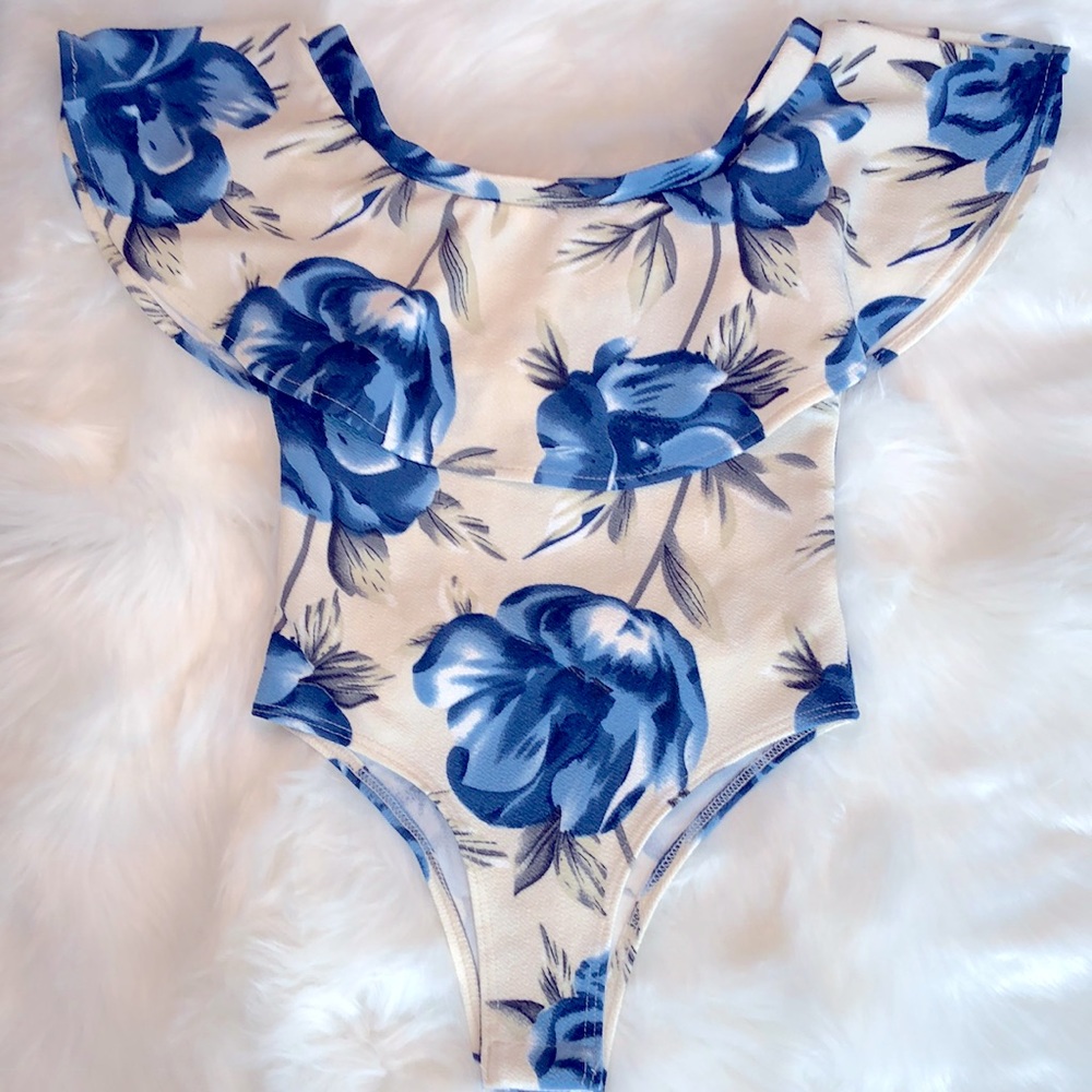 Girls Floral Print One Piece Bodysuit